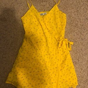 Yellow flower wrap sundress